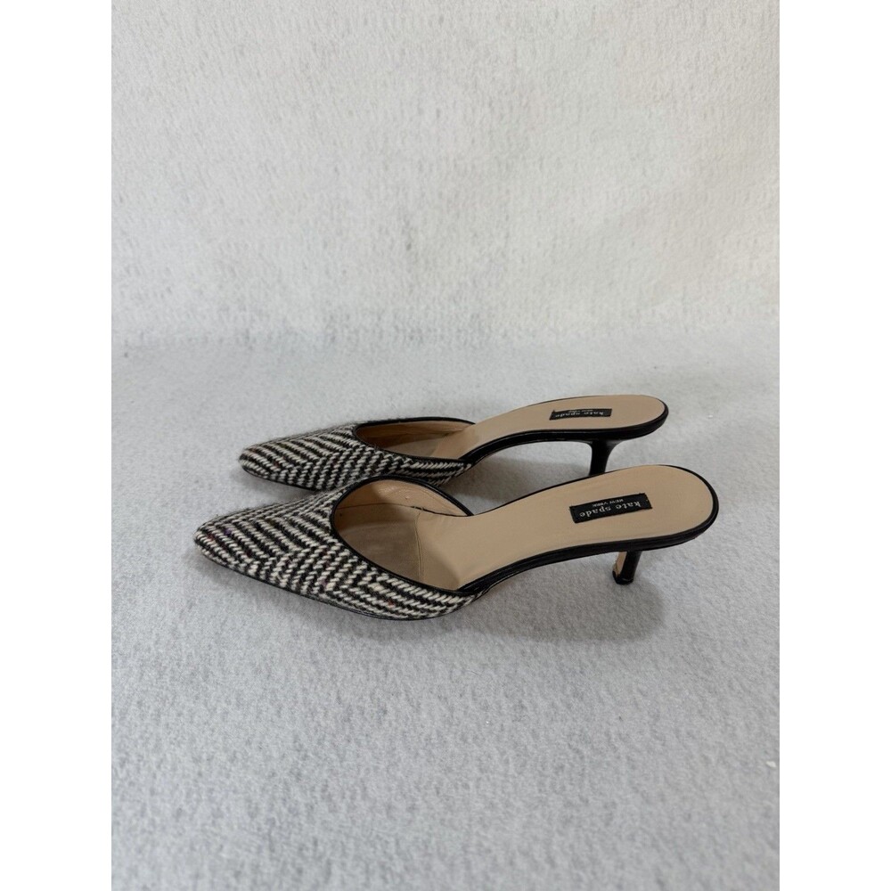 Kate Spade Donegal Flecks Wool Herringbone Kitten Heel Slide Sz 9.5